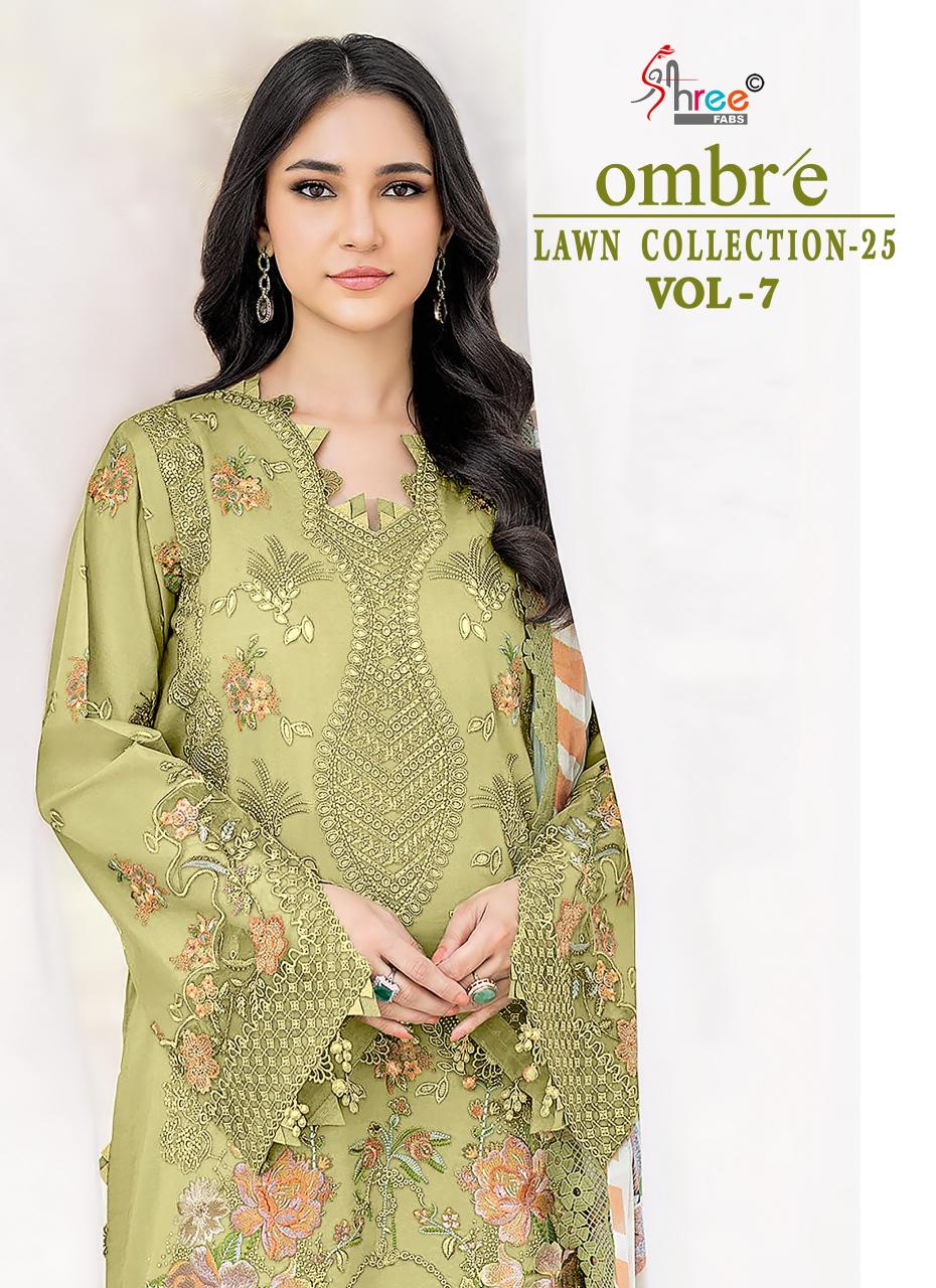 Shree fabs Ombre Lawn Collection 25 Vol 7 catalog Chiffon Dupatta pakistani suits replica in delhi 