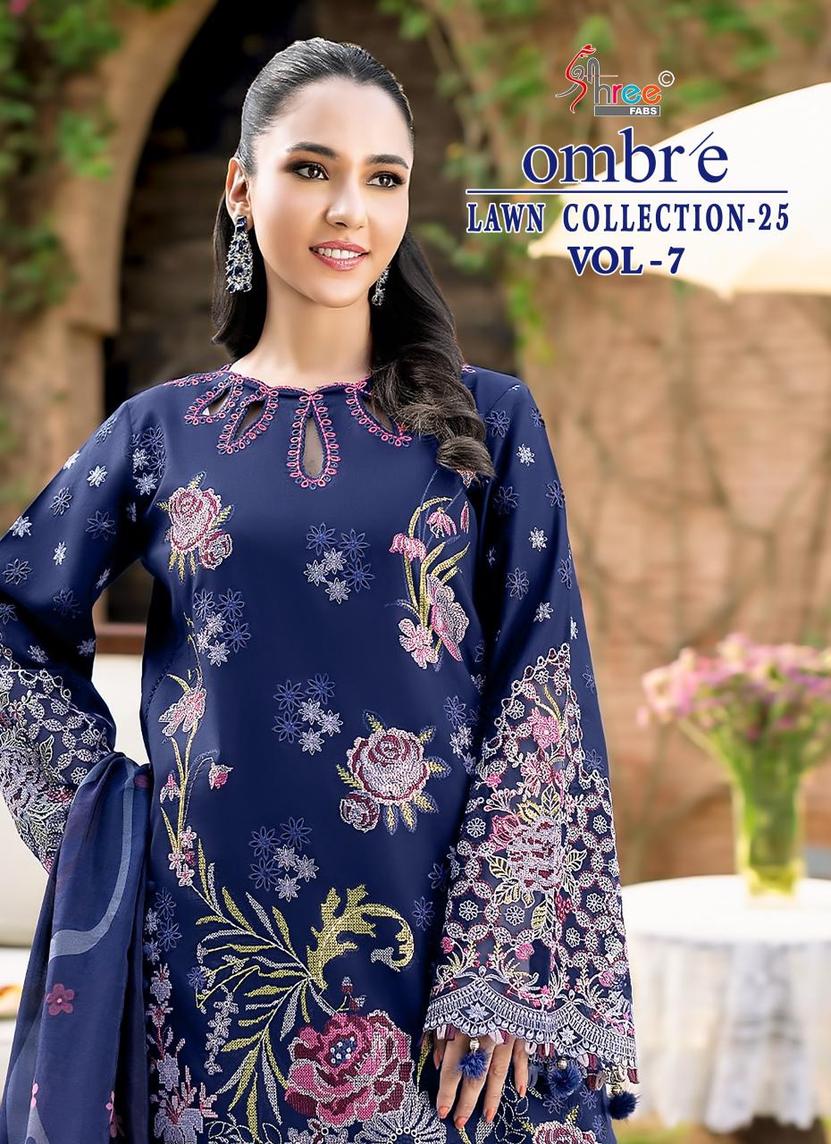 Shree fabs Ombre Lawn Collection 25 Vol 7 catalog Chiffon Dupatta pakistani suits replica in delhi 