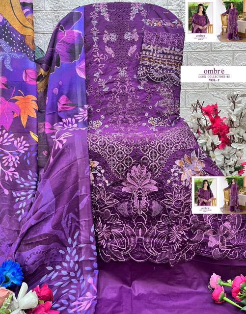 Shree fabs Ombre Lawn Collection 25 Vol 7 catalog Chiffon Dupatta pakistani suits replica in delhi 