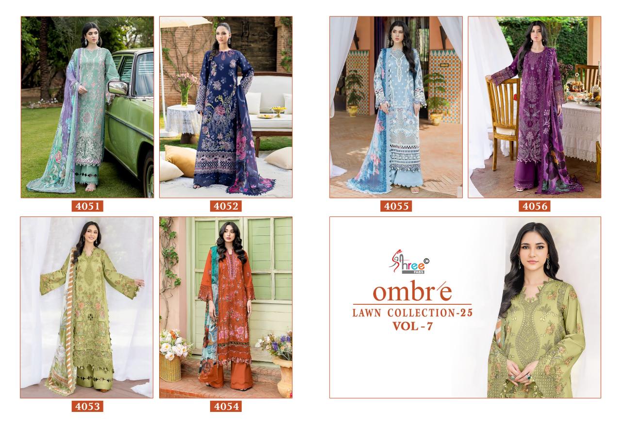 Shree fabs Ombre Lawn Collection 25 Vol 7 catalog Chiffon Dupatta pakistani suits replica in delhi 