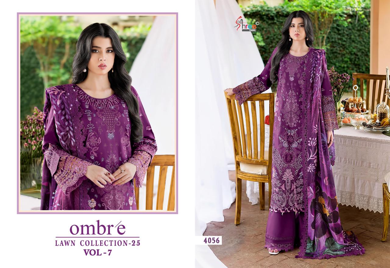 Shree fabs Ombre Lawn Collection 25 Vol 7 catalog Cotton Dupatta pakistani suits replica in surat 