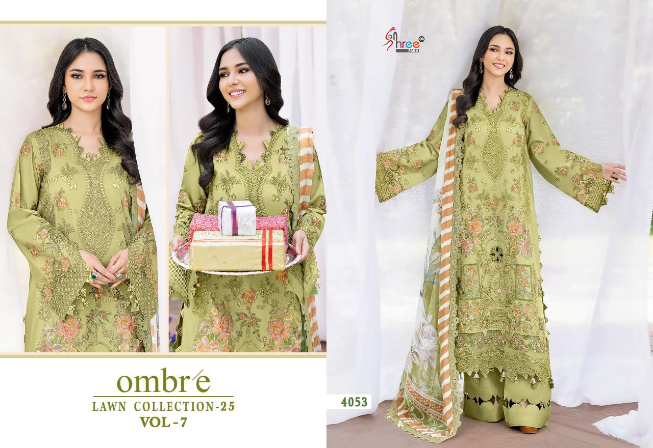 Shree fabs Ombre Lawn Collection 25 Vol 7 catalog Cotton Dupatta pakistani suits replica in surat 