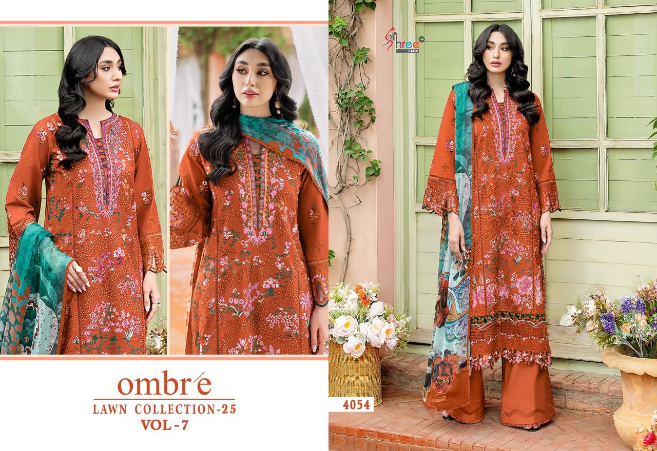 Shree fabs Ombre Lawn Collection 25 Vol 7 catalog Cotton Dupatta pakistani suits replica in surat 