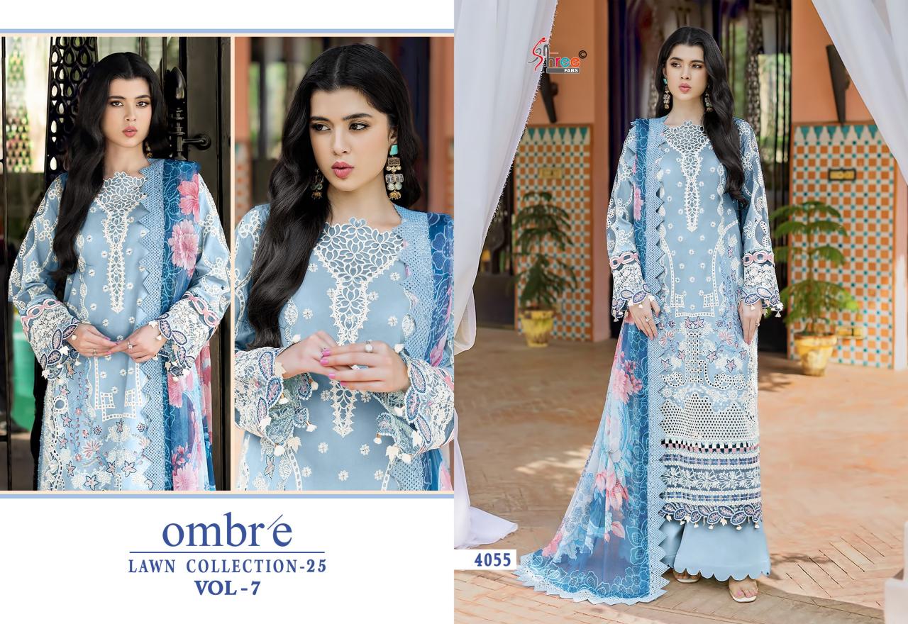 Shree fabs Ombre Lawn Collection 25 Vol 7 catalog Cotton Dupatta pakistani suits replica in surat 