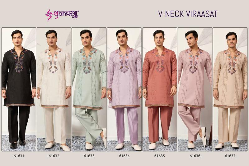 Shubhvastra V Neck Viraasat catalog mens kurta pajama wholesale surat
