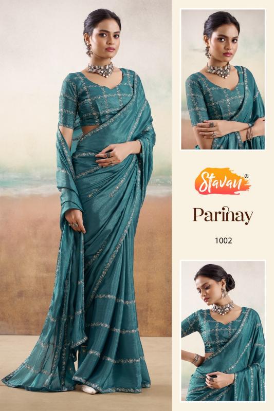 Stavan Parinay catalog embroidered saree supplier in surat