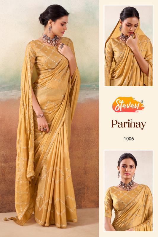 Stavan Parinay catalog embroidered saree supplier in surat