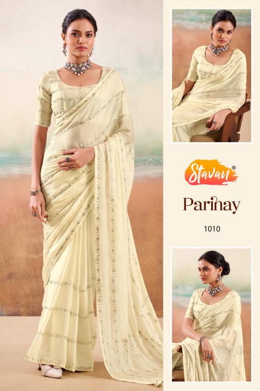 Stavan Parinay catalog embroidered saree supplier in surat
