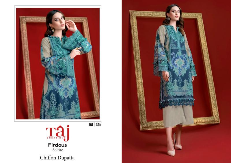 Taj 415 Catalog Chiffon Dupatta pakistani copy suits