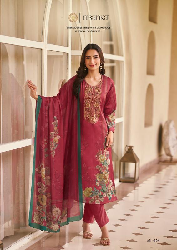 The Hermitage Shop Nisanka Miraal Luxury Lawn 26 catalog ludhiyana design salwar kameez wholesale exporter