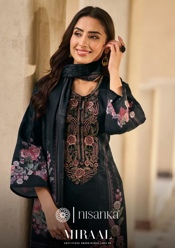 The Hermitage Shop Nisanka Miraal Luxury Lawn 26 catalog ludhiyana design salwar kameez wholesale exporter
