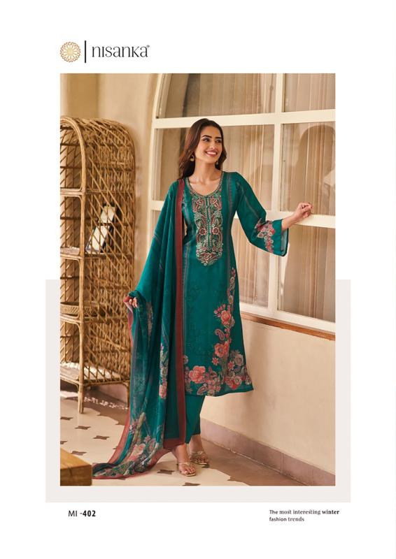 The Hermitage Shop Nisanka Miraal Luxury Lawn 26 catalog ludhiyana design salwar kameez wholesale exporter