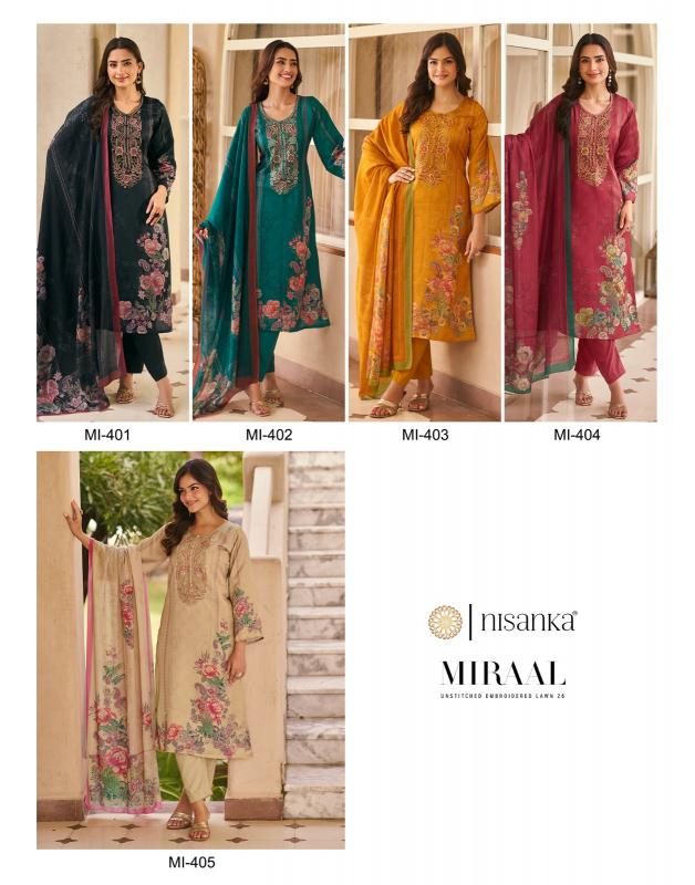 The Hermitage Shop Nisanka Miraal Luxury Lawn 26 catalog ludhiyana design salwar kameez wholesale exporter
