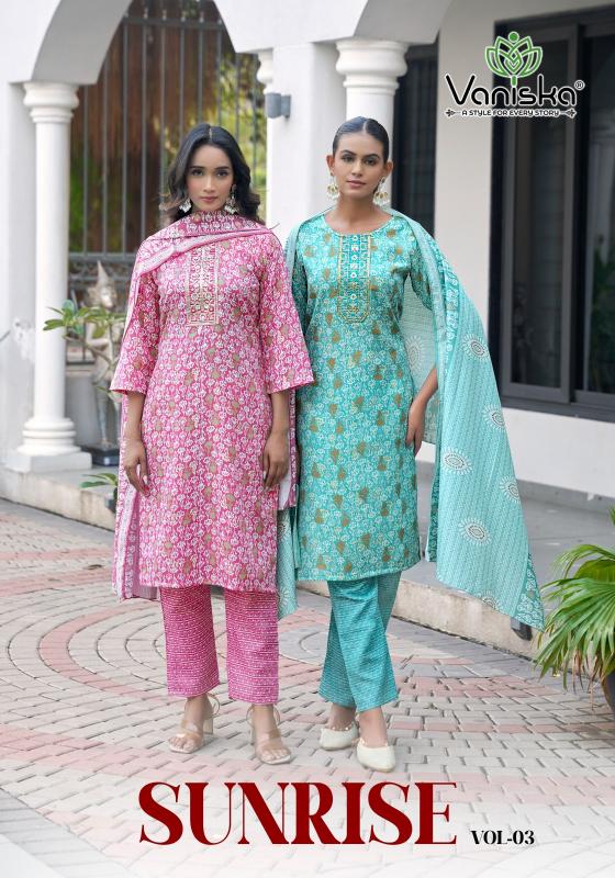 Vaniska Sunrise Vol 3 catalog Capsul Foil Print Kurti Pant set