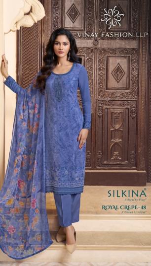 Vinay Kuleesh Silkina Royal Crepe 48 catalog Designer salwar kameez 