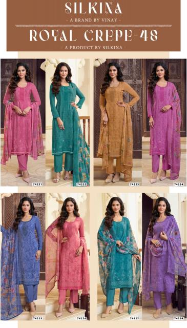 Vinay Kuleesh Silkina Royal Crepe 48 catalog Designer salwar kameez 
