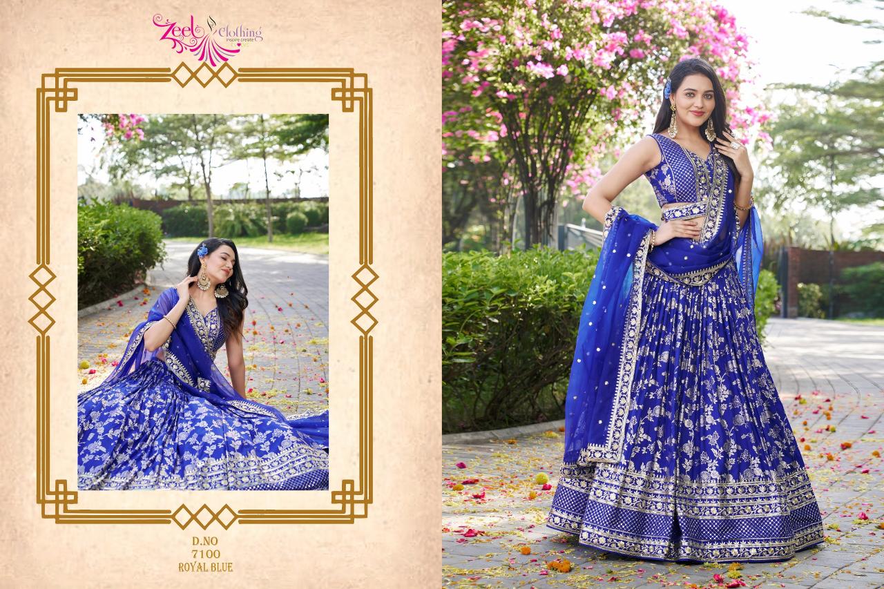 Zeel Clothing Amrapali 7100 Catalog india party wear lehenga