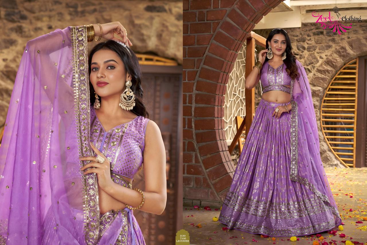 Zeel Clothing Amrapali 7100 Catalog india party wear lehenga