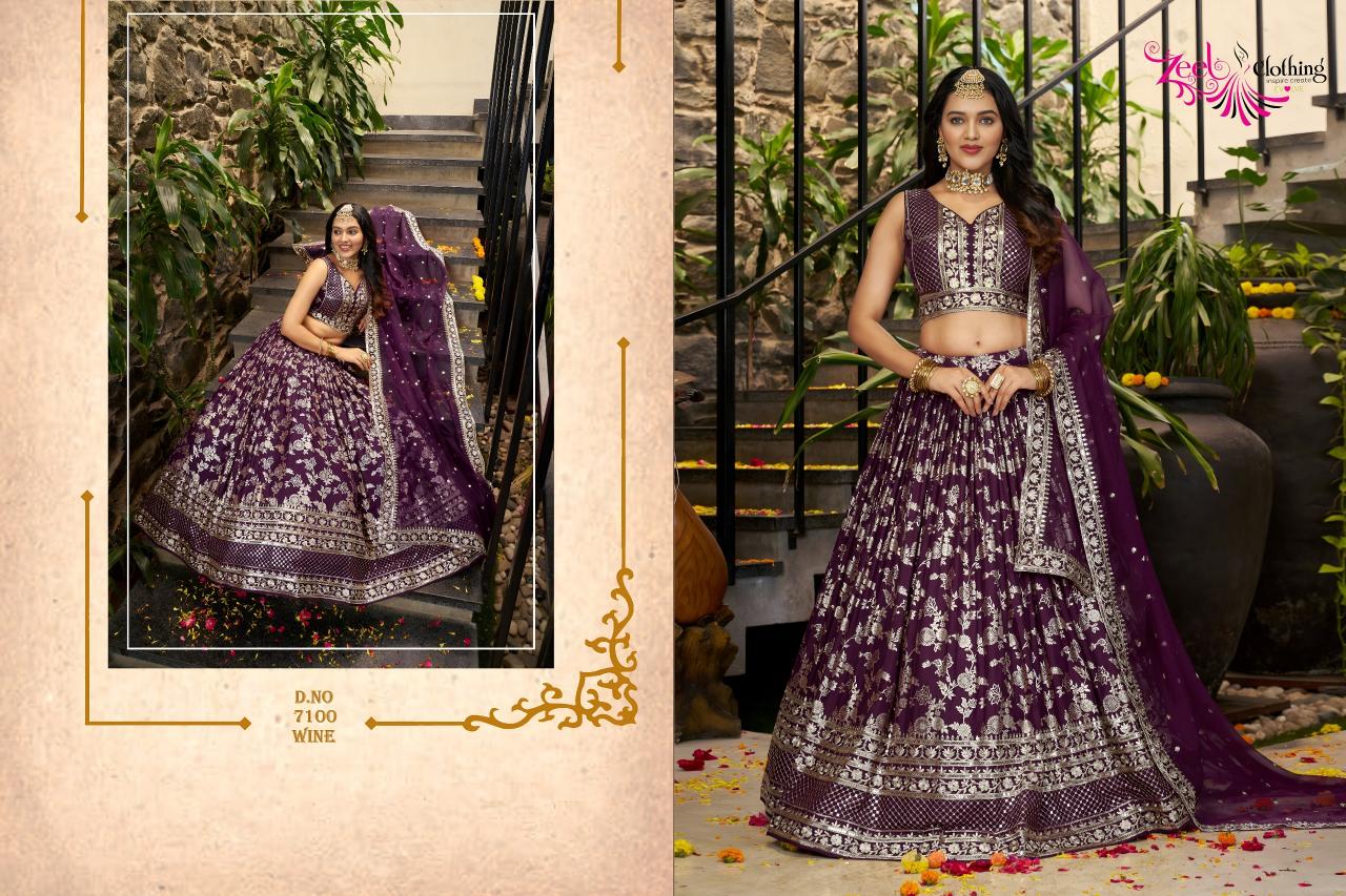 Zeel Clothing Amrapali 7100 Catalog india party wear lehenga