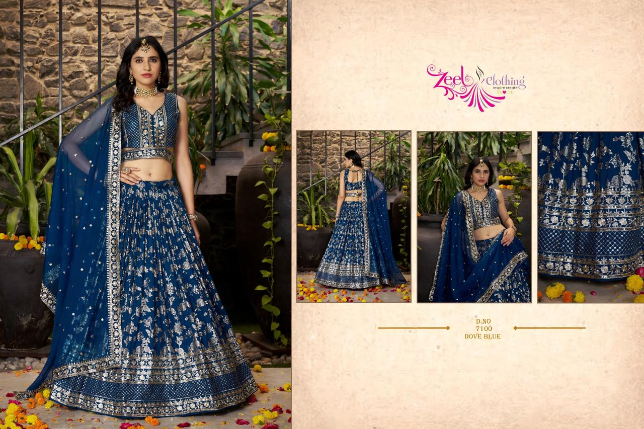 Zeel Clothing Amrapali 7100 Catalog india party wear lehenga