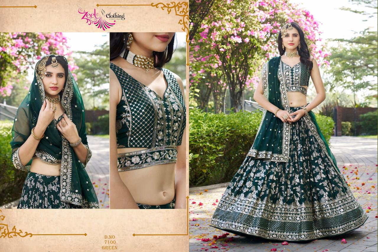 Zeel Clothing Amrapali 7100 Catalog india party wear lehenga