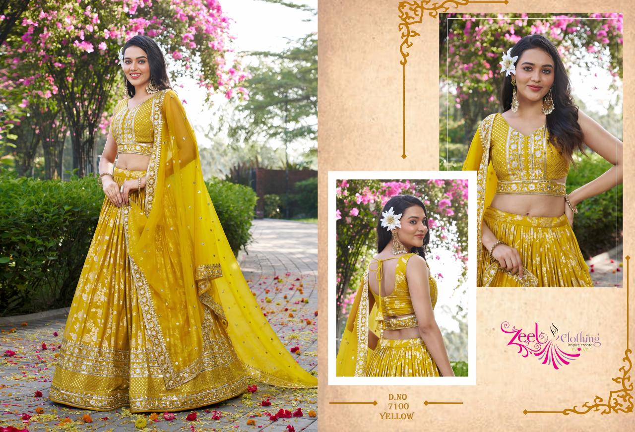 Zeel Clothing Amrapali 7100 Catalog india party wear lehenga
