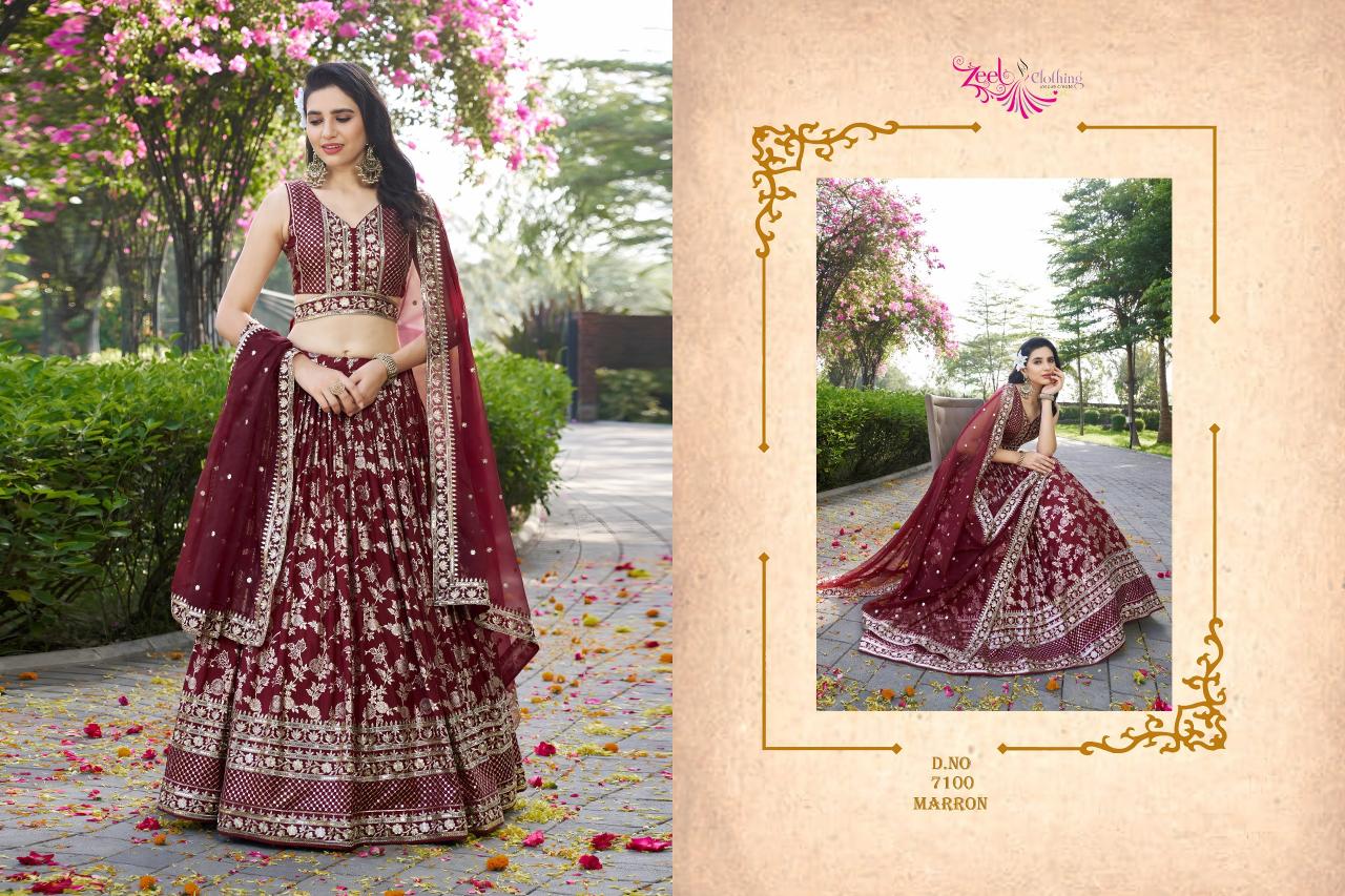 Zeel Clothing Amrapali 7100 Catalog india party wear lehenga