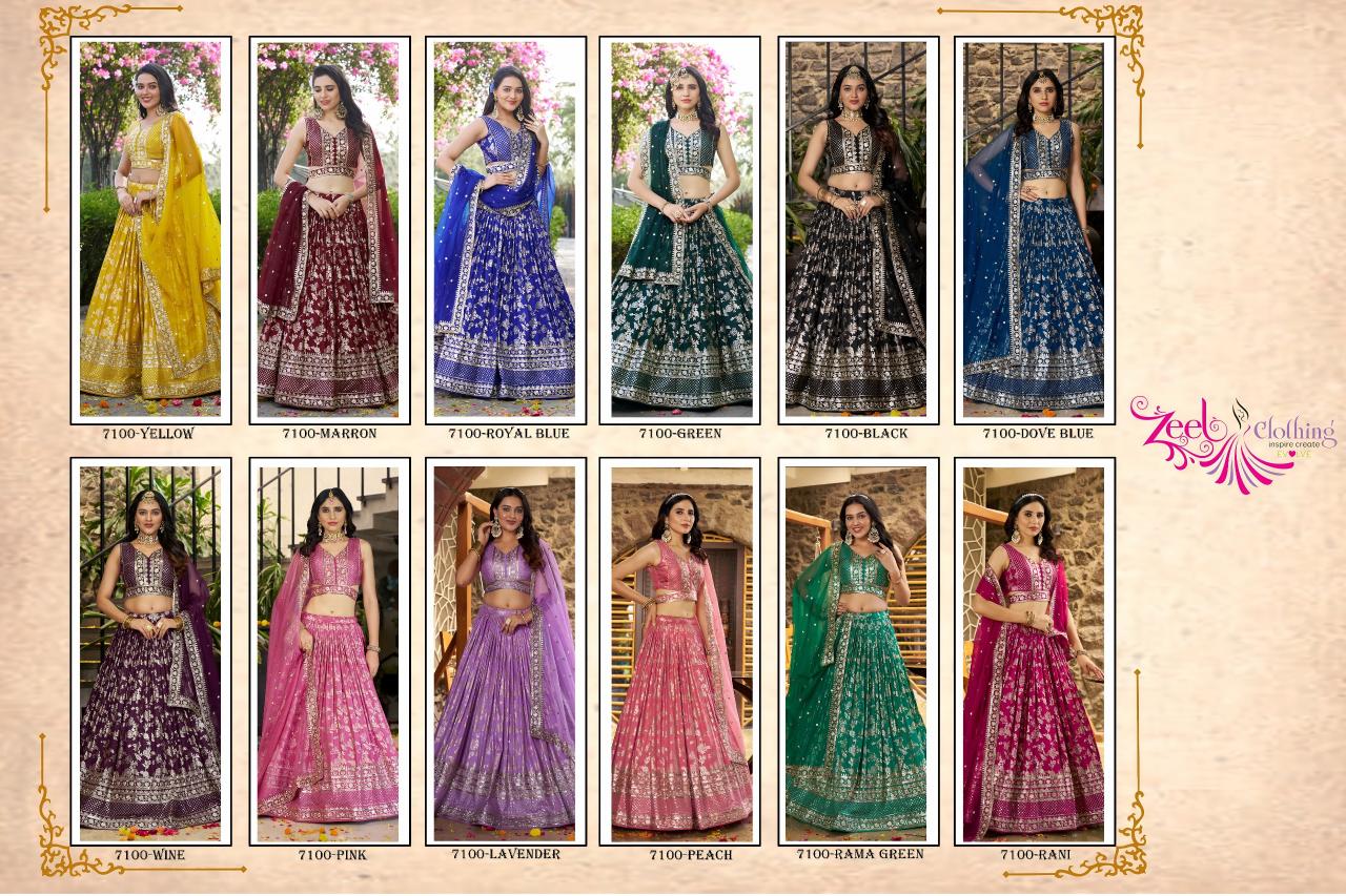 Zeel Clothing Amrapali 7100 Catalog india party wear lehenga