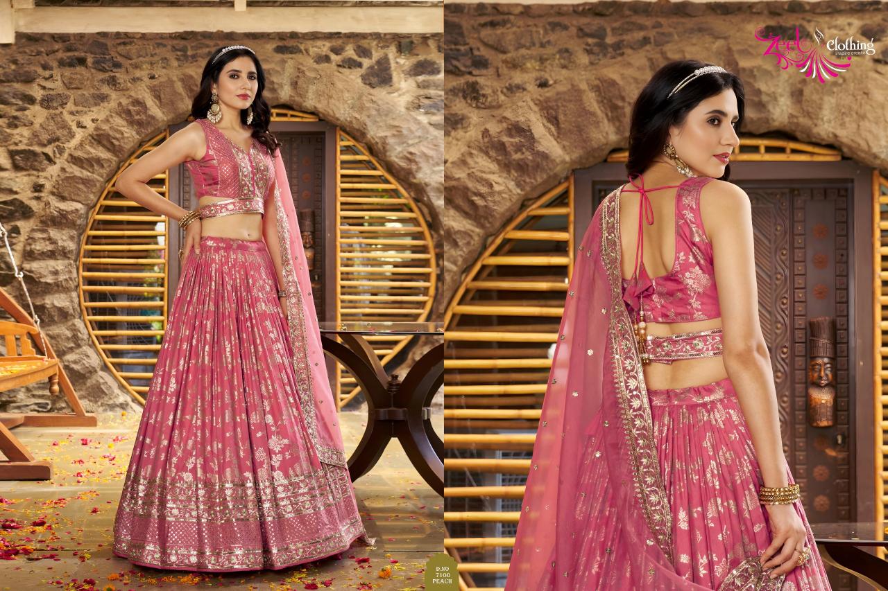 Zeel Clothing Amrapali 7100 Catalog india party wear lehenga