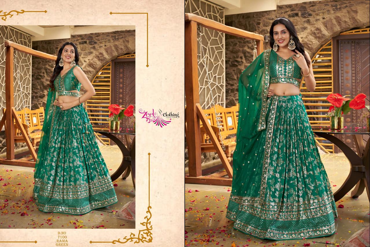 Zeel Clothing Amrapali 7100 Catalog india party wear lehenga