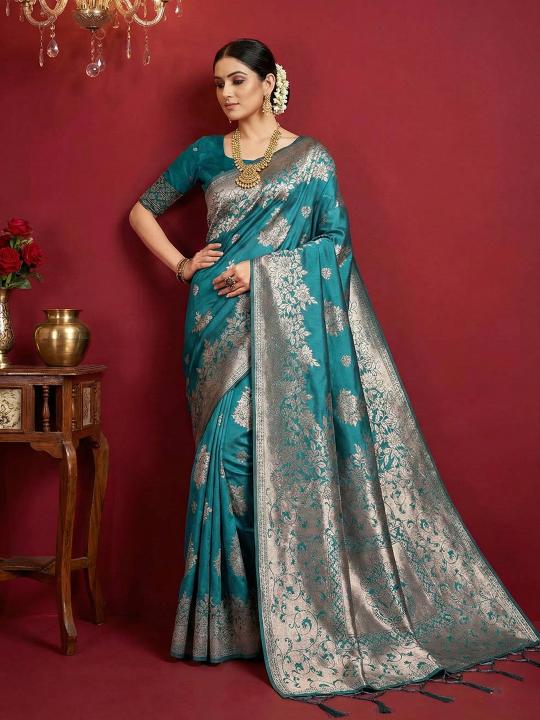 AADYA SILK VOL 1 by shree shyam fashion fancy designer Silk Blend fabric saree wholesale with Fancy latkan