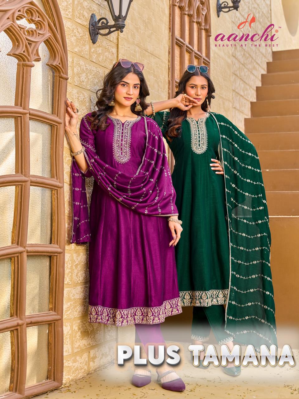 Aanchi Plus Tamana catalog anarkali kurtis on wholesale