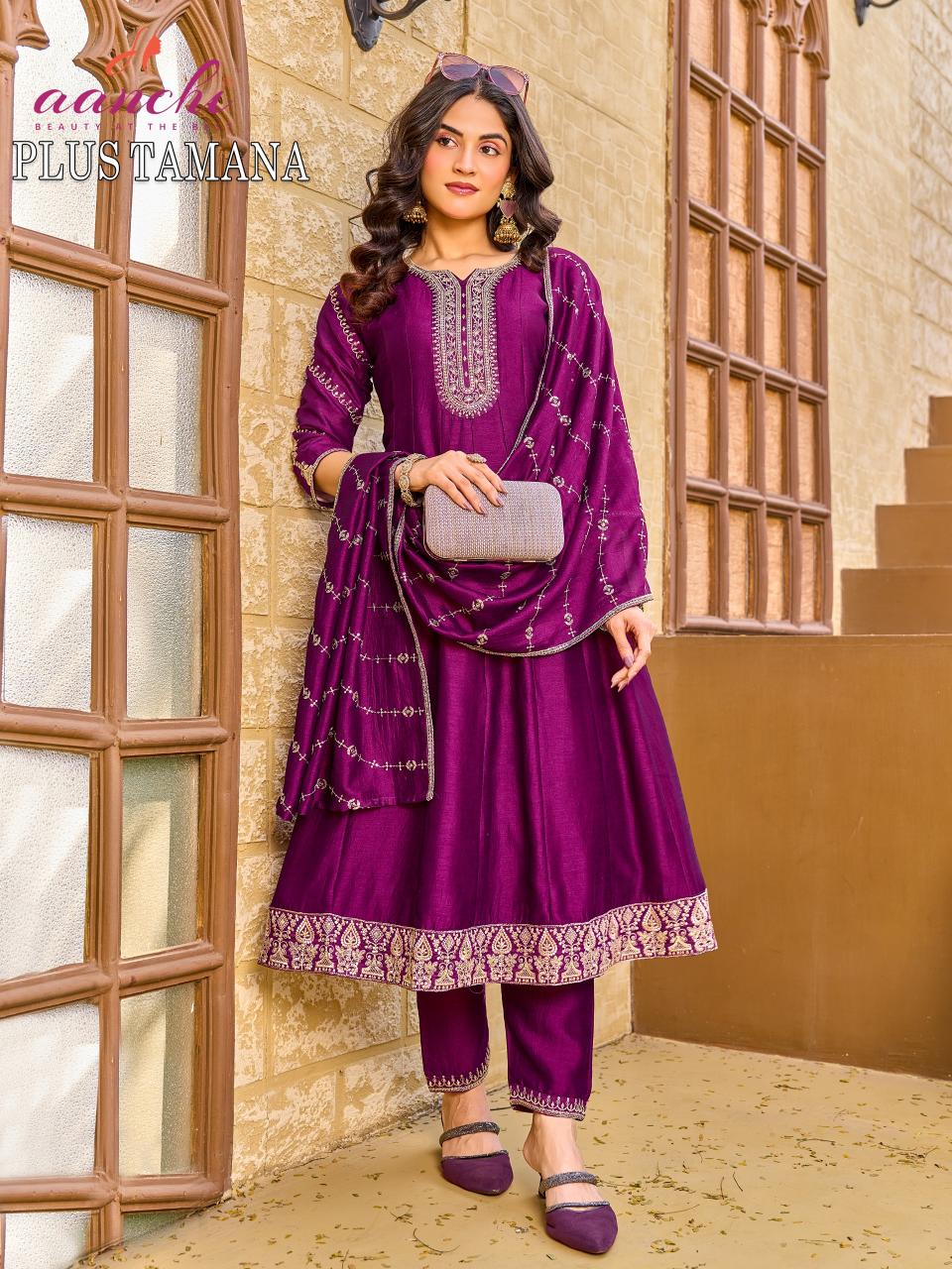 Aanchi Plus Tamana catalog anarkali kurtis on wholesale