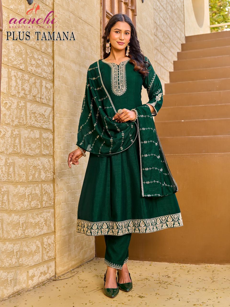 Aanchi Plus Tamana catalog anarkali kurtis on wholesale
