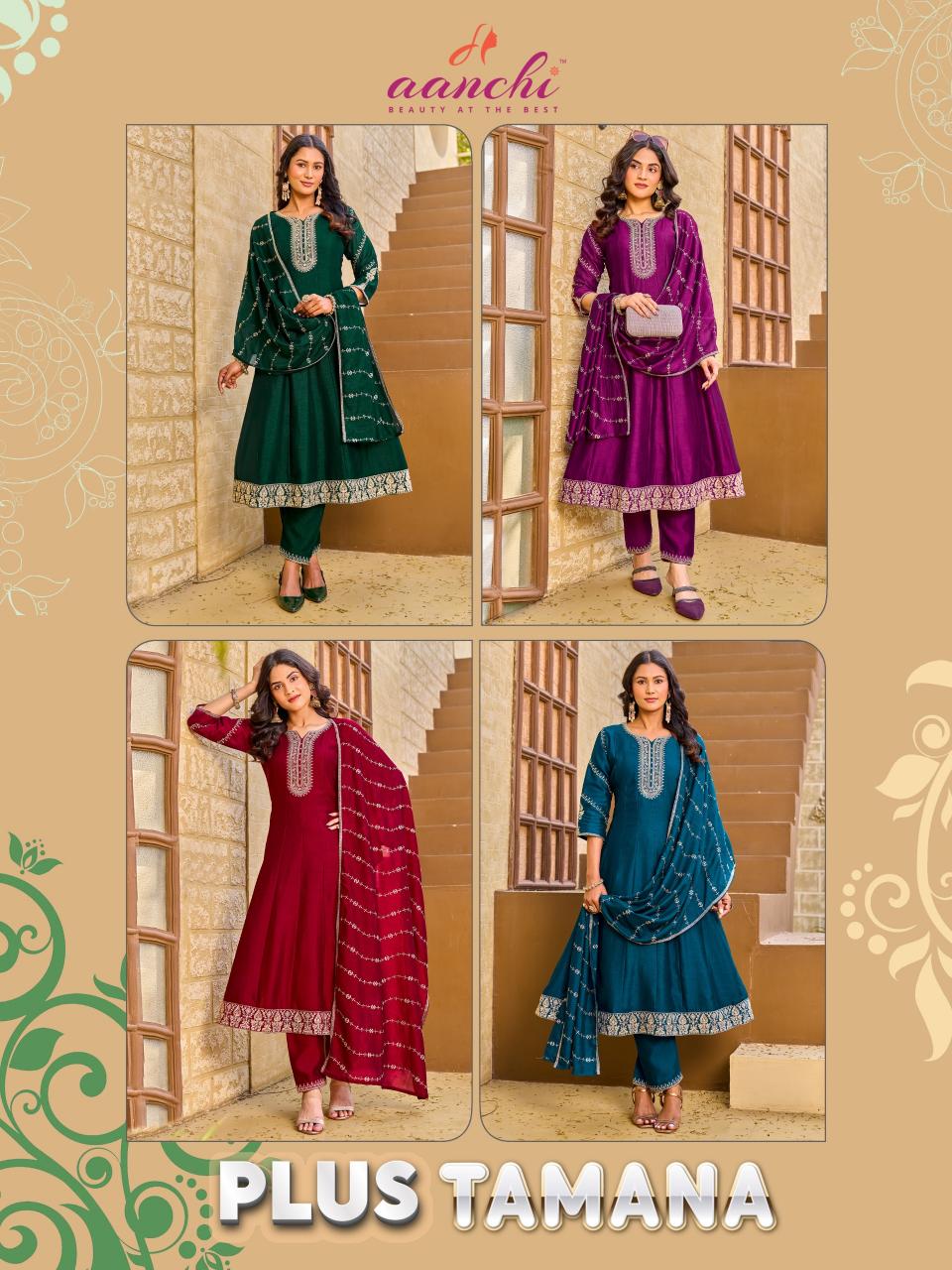 Aanchi Plus Tamana catalog anarkali kurtis on wholesale