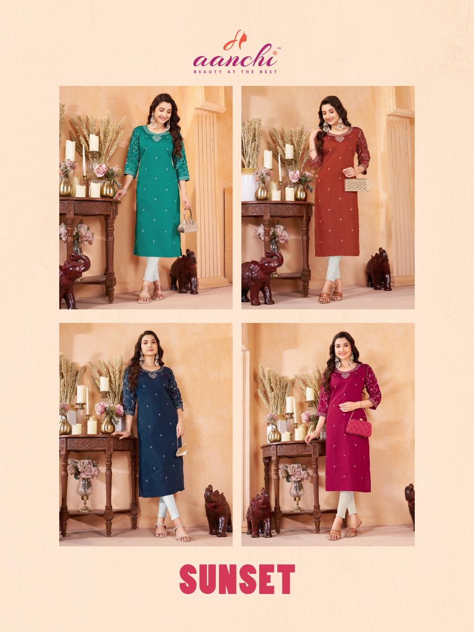 Aanchi Sunset catalog kurtis wholesalers in rajahmundry