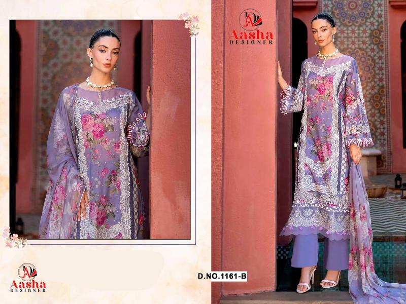 Aasha 1161 A And B catalog Chiffon Dupatta wholesale pakistani suits in mumbai