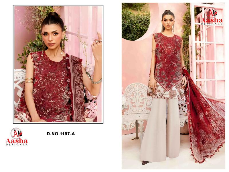 Aasha 1197 A And B catalog Chiffon Dupatta wholesale market for pakistani suits in hyderabad