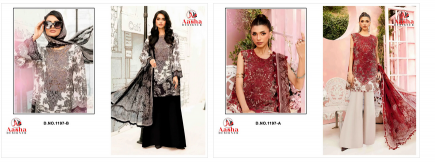 Aasha 1197 A And B catalog Chiffon Dupatta wholesale market for pakistani suits in hyderabad