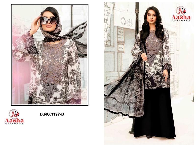 Aasha 1197 A And B catalog Chiffon Dupatta wholesale market for pakistani suits in hyderabad