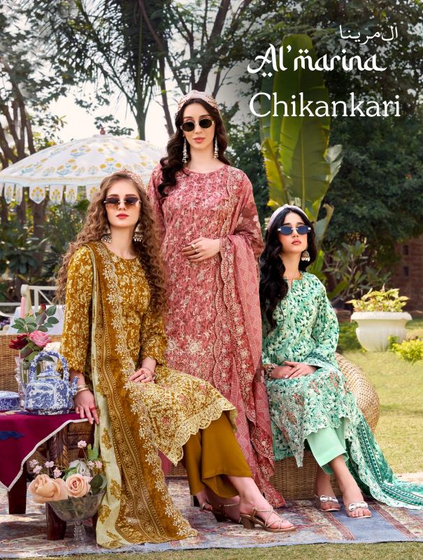 Almarina Chikankari catalog famous dress material shop in surat