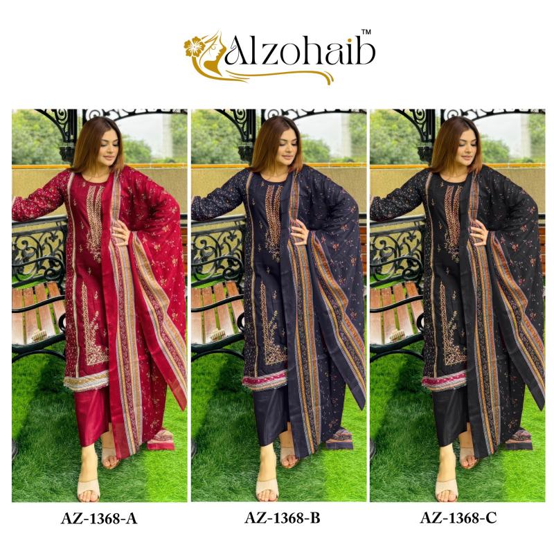 Alzohaib Az 1368 catalog Chiffon Dupatta pakistani suit wholesale birmingham