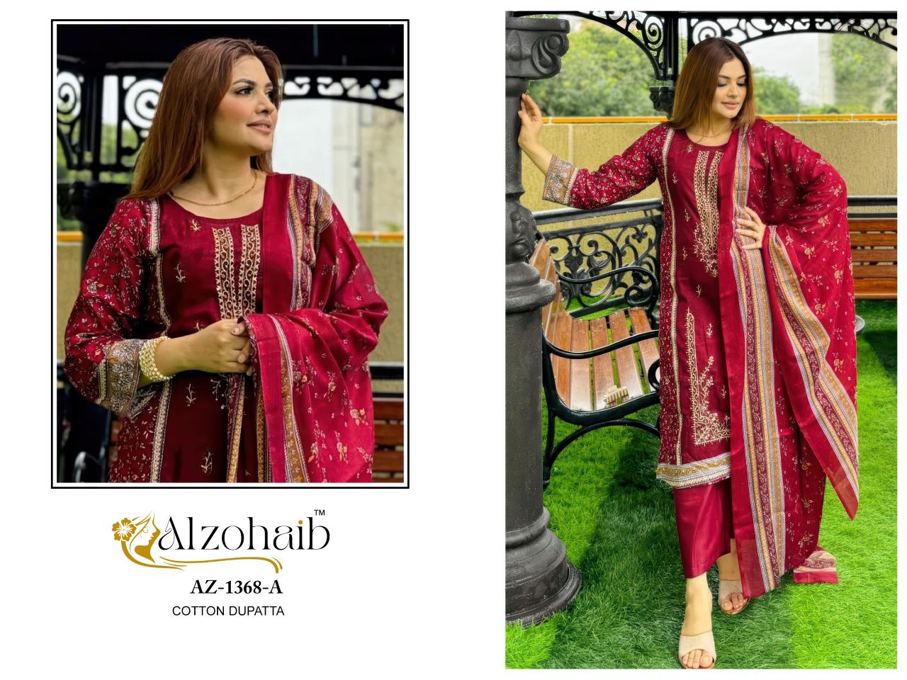 Alzohaib Az 1368 catalog Chiffon Dupatta pakistani suit wholesale birmingham