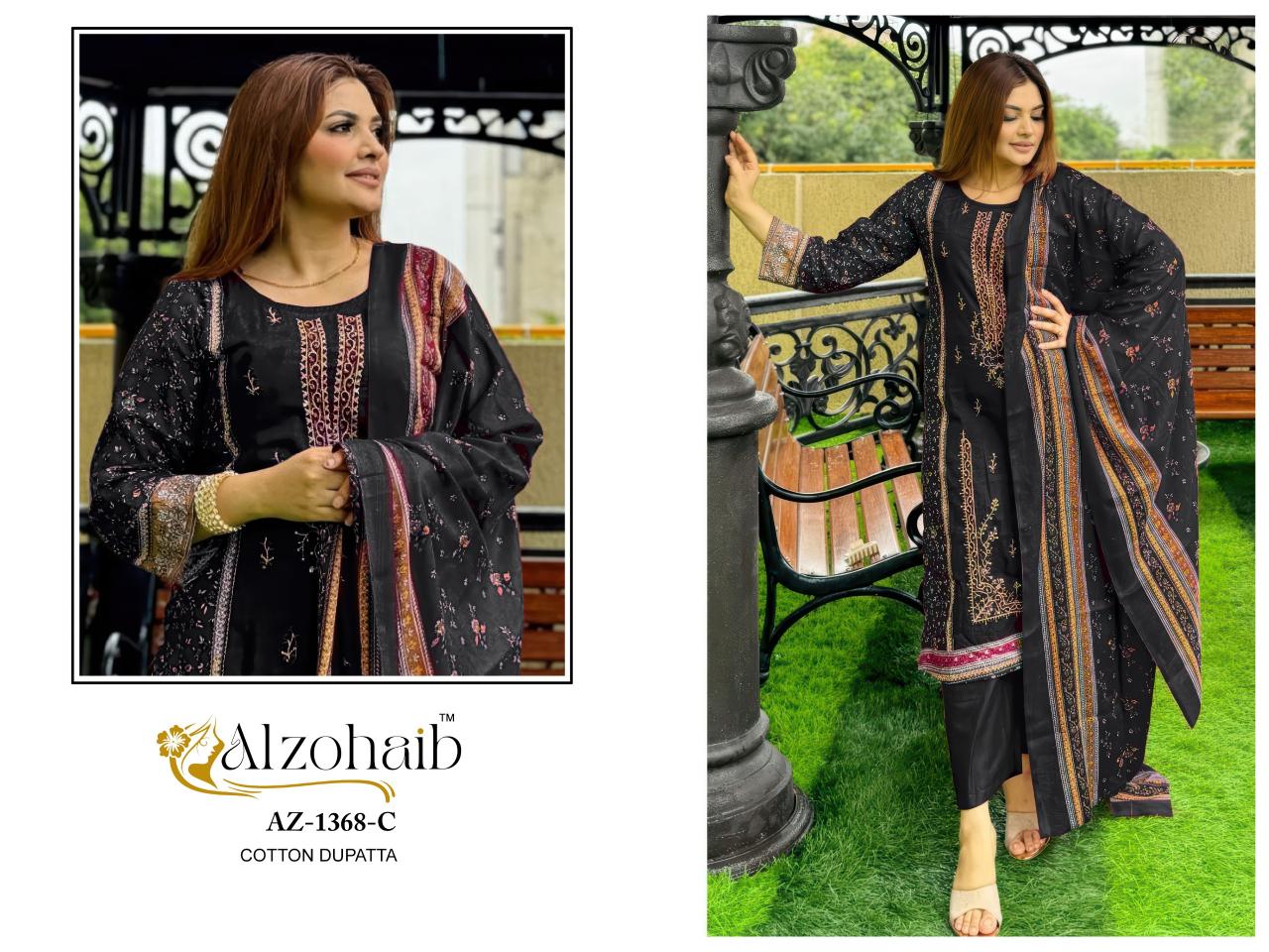 Alzohaib Az 1368 catalog Cotton Dupatta pakistani suit surat wholesale