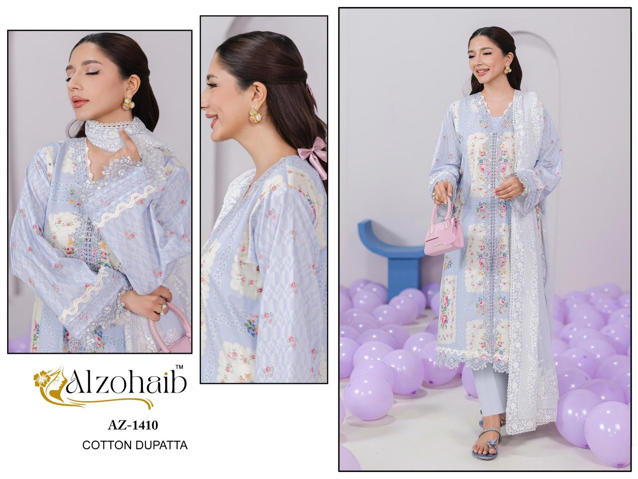 Alzohaib Az Aziza Vol 1 catalog Chiffon Dupatta pakistani suits wholesale in hyderabad