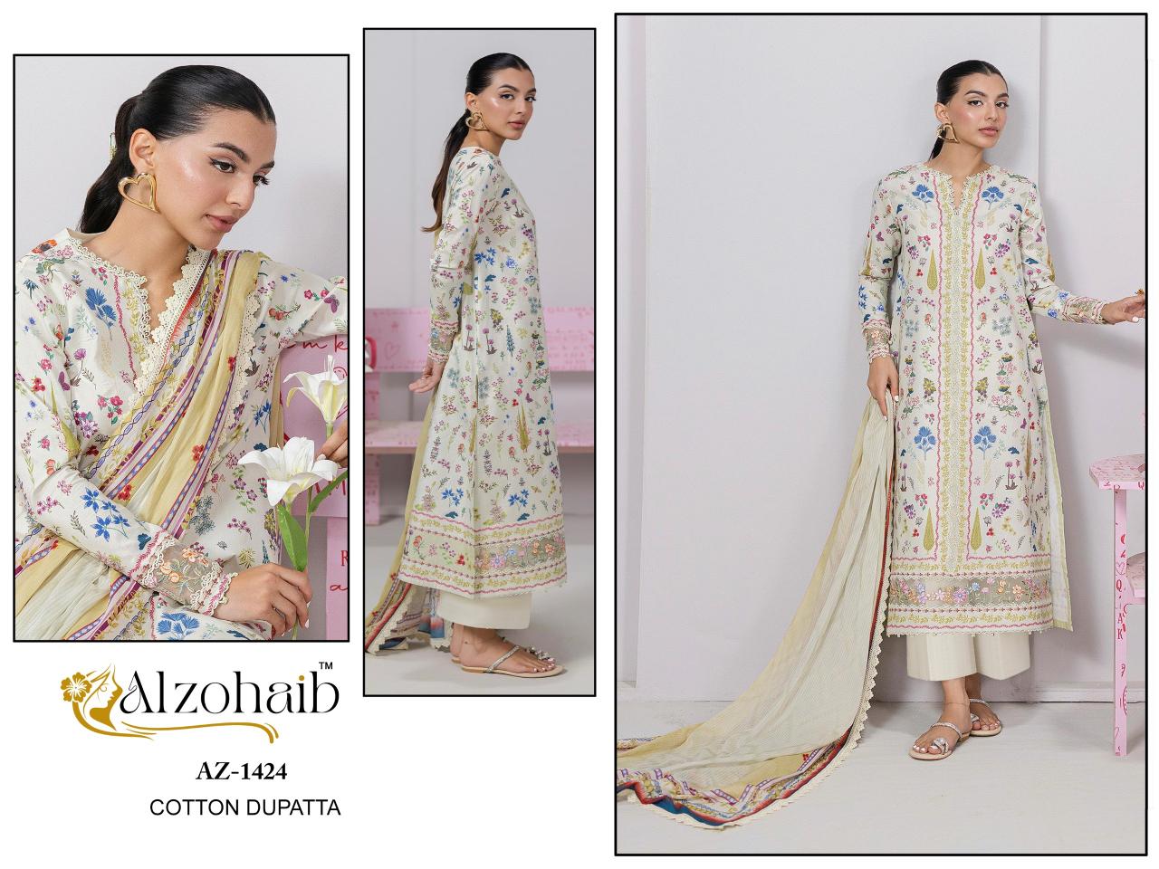 Alzohaib Az Aziza Vol 1 catalog Chiffon Dupatta pakistani suits wholesale in hyderabad
