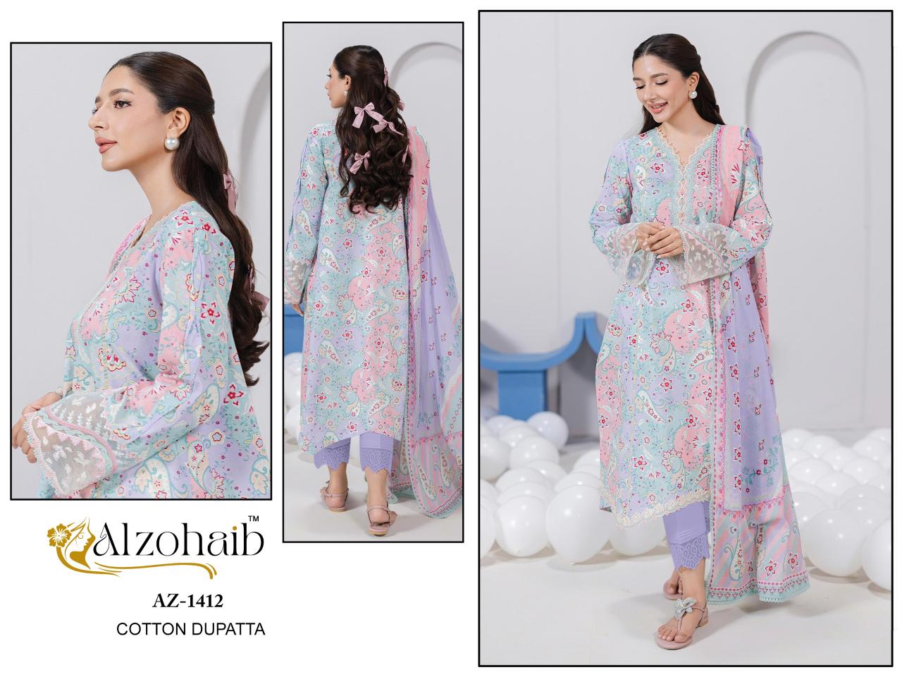 Alzohaib Az Itrh Vol 1 catalog Cotton Dupatta wholesale factory price pakistani suit