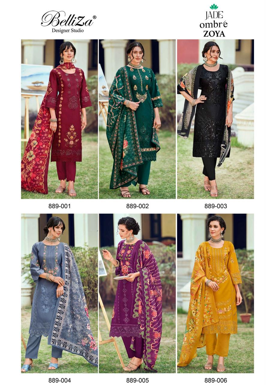 BelliZa Ombre Zoya catalog dress materials exporters in surat