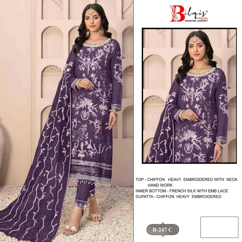 Bilqis B 247 catalog pakistani designer suits surat wholesalers