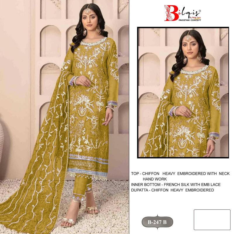 Bilqis B 247 catalog pakistani designer suits surat wholesalers